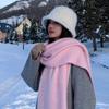 New soft waxy mohair solid color scarf women's winter versatile thickened imitation cashmere shawl Korean warm scarf tide