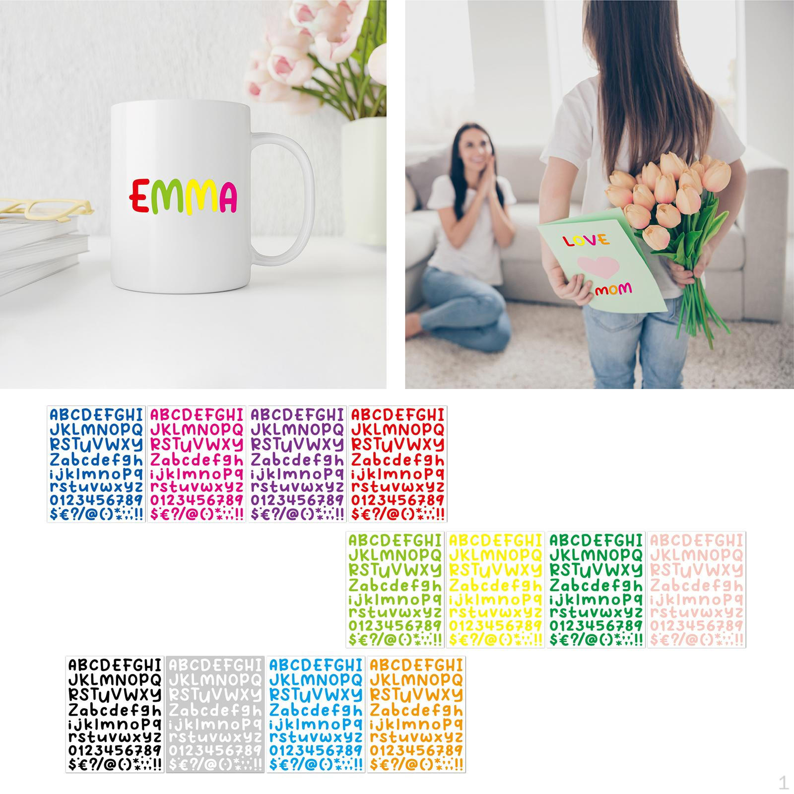 

12x Alphabet Letter Stickers Colorful Small Vinyl for Mailbox