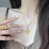 Gold-Plated Snake Chain & Zodiac Ring Set: Retro Luxury Style Clavicle Necklace & Pendant