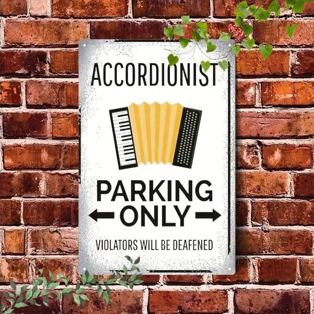 

Metal Wall Art Vintage Accordionist Parking Humor Musical Gift