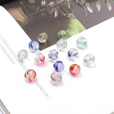 10 Stuks 8/10mm Veelkleurige Gradiënt Pompoen Kralen Archaistische Accessoires Glazen Hanger Voor Sieraden Maken DIY Charm Decoraties