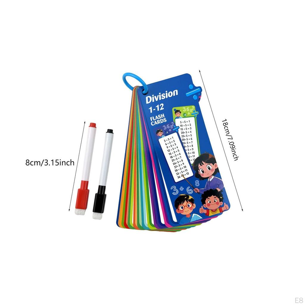 Kids Mathematics Flashcard with Binder Ring Reusable Tear Resistance 15 Card