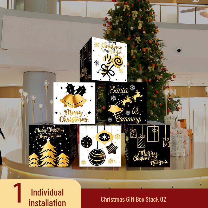 Festive Stacked Gift Boxes for Christmas Window Displays and Decor