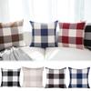 1pc Vintage Farmhouse Outdoor Buffalo Plaid Linen Trim Pillowcase Cushion Cover Sofa Pillowcase, Khaki/striped No Pillow Core)