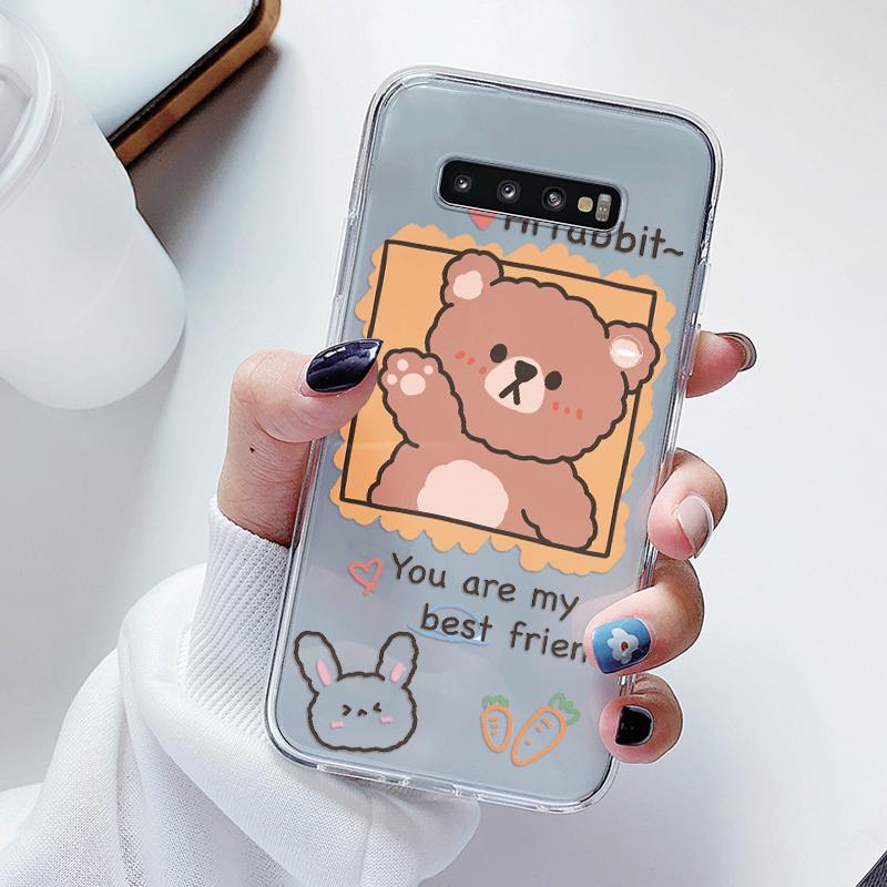 For Samsung Galaxy S10 S10E S 10 Plus Phone Case Cartoon Back Cover Transparent Soft Silicone Flower Funda For Samsung S10+ Cute
