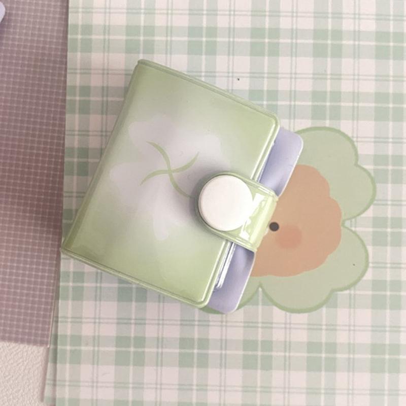 

Мини-фотоальбом с изображением четырехлистного клевера, 1 дюйм, 20 шт., двухсторонняя фотокнига с изображением карточек из ПВХ green