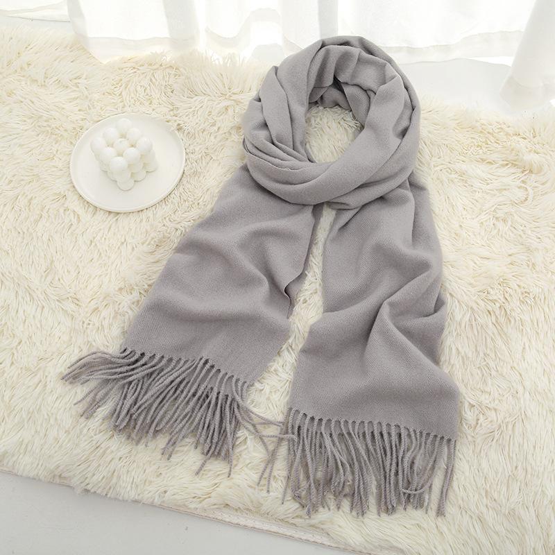 New solid color Maillard autumn and winter scarf versatile imitation cashmere scarf women's high-end warm scarf shawl