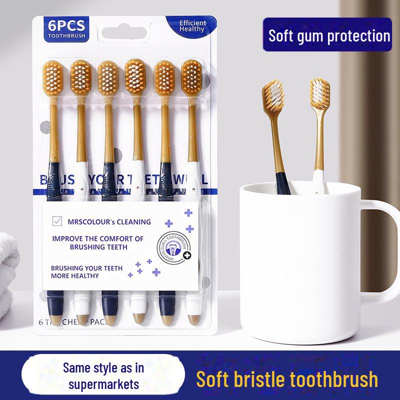 High-Density Soft Bristle Adult Toothbrush - 6-Pack for Deep Cleaning Oral Care