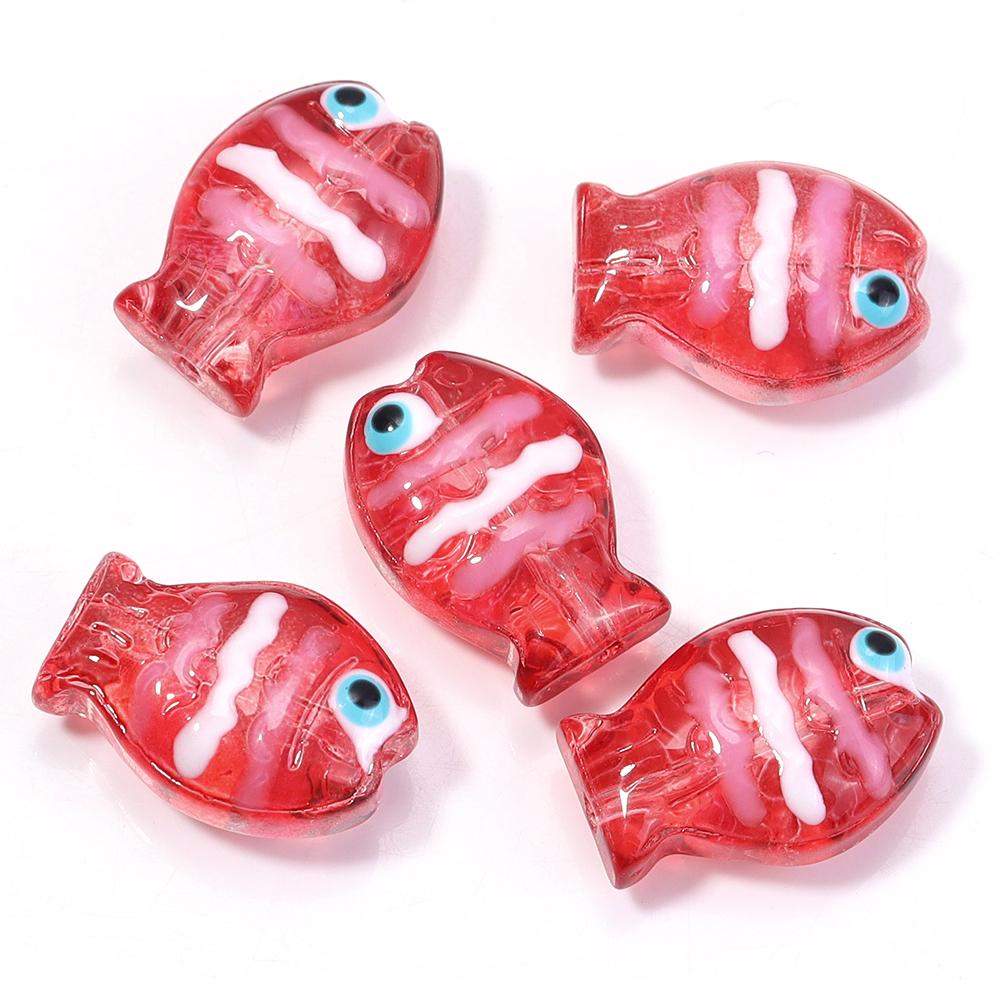5pcs/lot Colorful Hand-painted Lampwork Beads Cute Cartoon Ocean Fish Loose Glass Bead For DIY Fashion Bracelet Earrings Jewelry