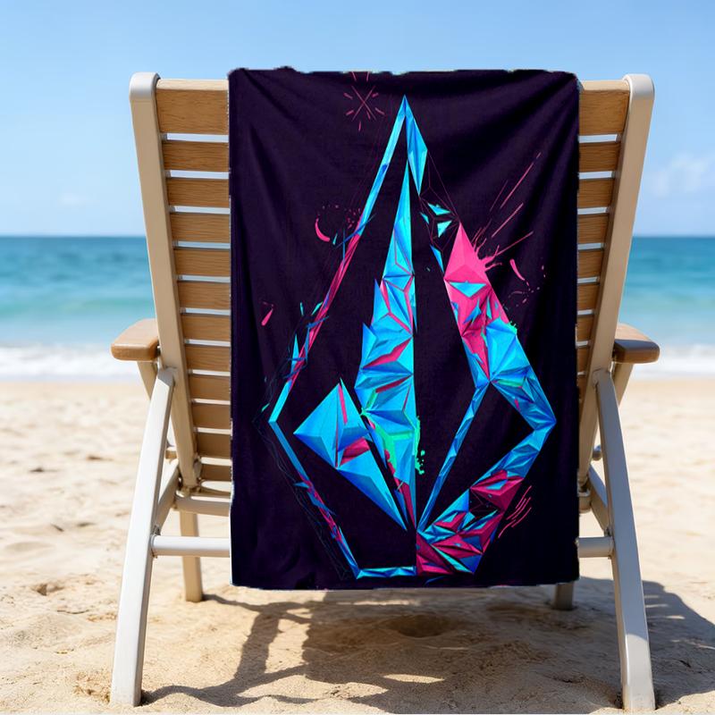 proof beach towel with a V-VOLCOM LOGO4 pattern - soft,absorbent,quick-drying,machine washable - perfect for swimming,camping,bathing