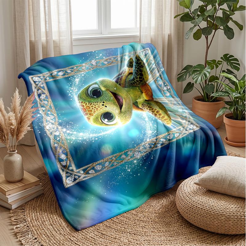 Jeweled Turtle Garden Theme blanket Lightweight Warm Flannel Blanket Decorative Throw Blanket for Home Decoration