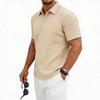 Mens European American Summer Jacquard Turn Down Collar Polo Shirt Business Casual