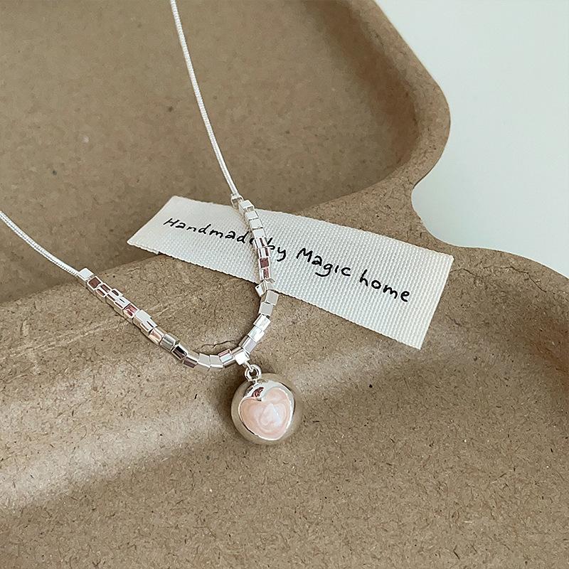 

Сломанный серебряный шарик из бисера, капающий масляный кулон с любовью, ожерелье для женщин, простое, модное, универсальное, цепочка на ключицу