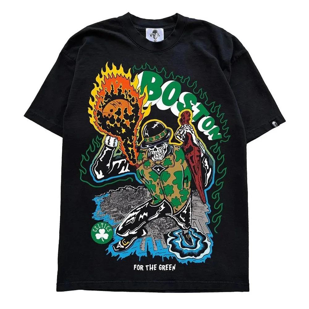 2024 Summer Classic WL T Shirts Streetwear Anime Casual Harajuku Pure Cotton T-Shirts Clothing Print Short Sleeve Tops Tees