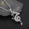 NUOYA Fine Jewelry Iced Out Dragon Design Pendant Silver Plated Chinese Dragon Charm Pendant Unisex Rapper Jewelry