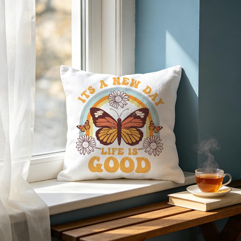 SSummer Sun Butterfly Inspirational Slogan Cushion Cover Cushion Cover Set Pcs x x x Pillowcase Decorative Sofa