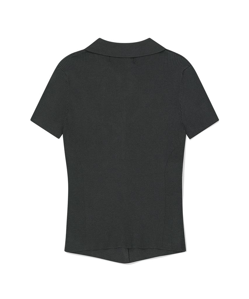 MAHAGRID Button-Up Collar Knit Charcoal(Mg2Fmfk616A)