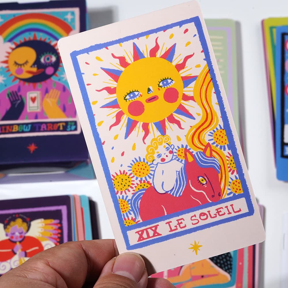 Embrace the Colors of the Rainbow with the Atesswy Vibrant Queer Tarot 80 Standard Tarot Cards Tarot Plus 2 X 12cm X Deck. (All Extras), Size 4.75"