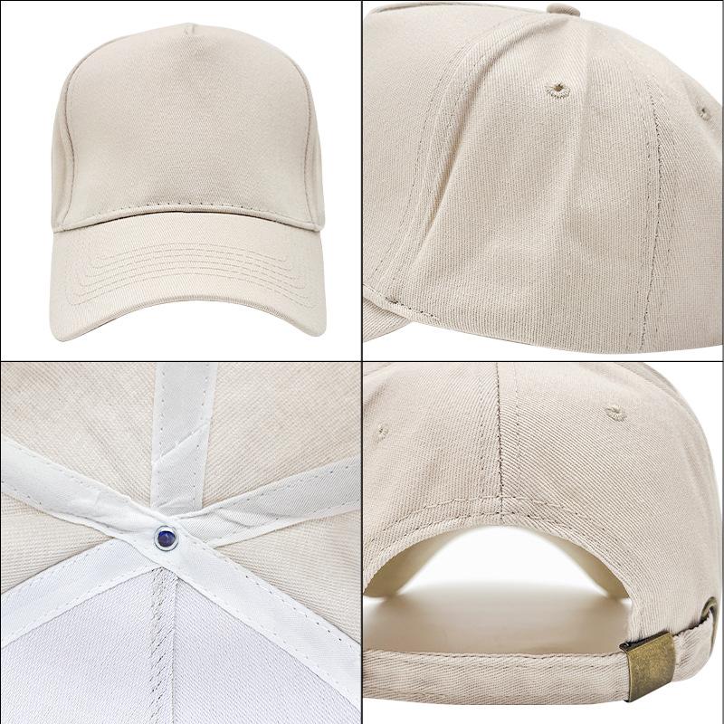 Pure Cotton Hard Top Five Piece Baseball Cap Custom Solid Color Light Plate Big Brim Baseball Cap