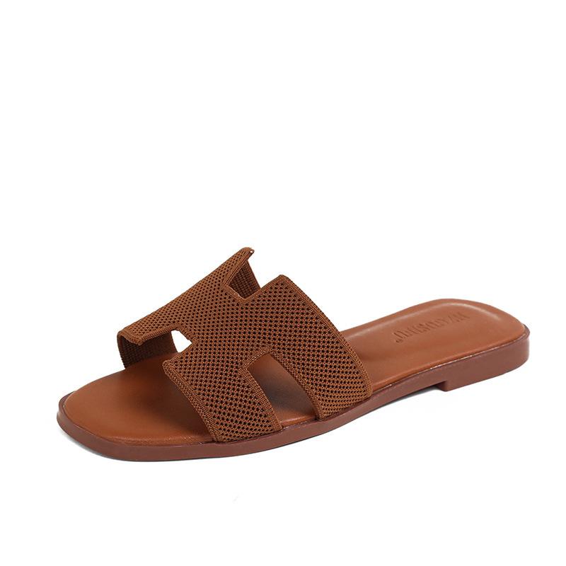 Slippers Women's Outer Wear 2025 New Summer Fashion Versatile Flat Bottom One-word Beach Travel Sandals Comfortable