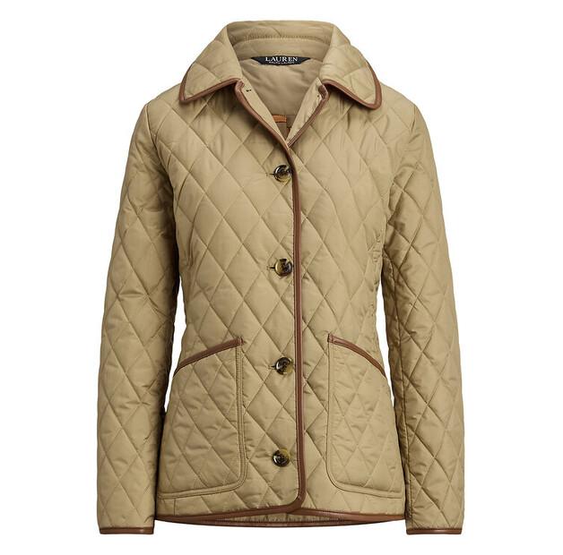 Демисезонная куртка LAUREN RALPH LAUREN 2.9798E+11 бежевого прямого кроя
