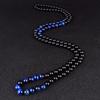 Natural Royal Blue Tiger Eye Beads Necklaces Women Fashion Obsidian Necklace Men Natural Onyxs Yoga Prayer Jewelry Collier Homme