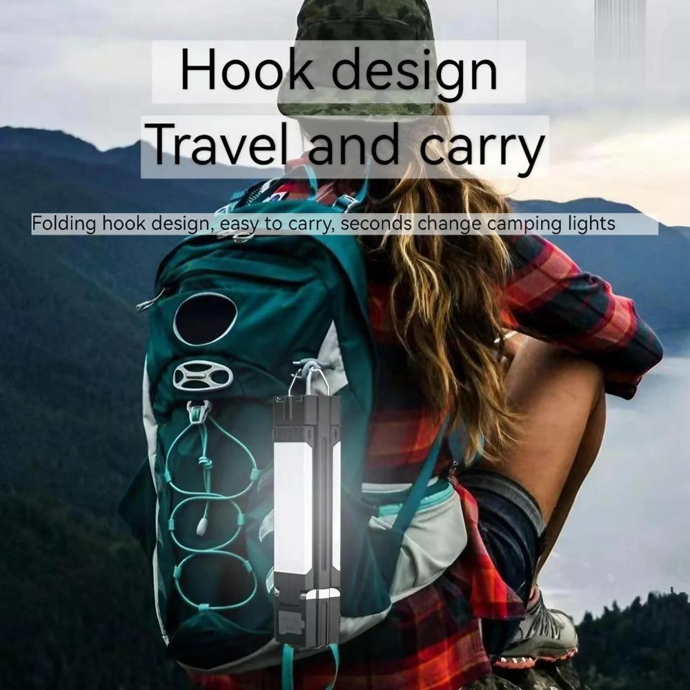 Lampă de camping pliabilă reîncărcabilă USB la 90°, portabilă și luminoasă, cu lanternă magnetică, proiector de lucru de urgență