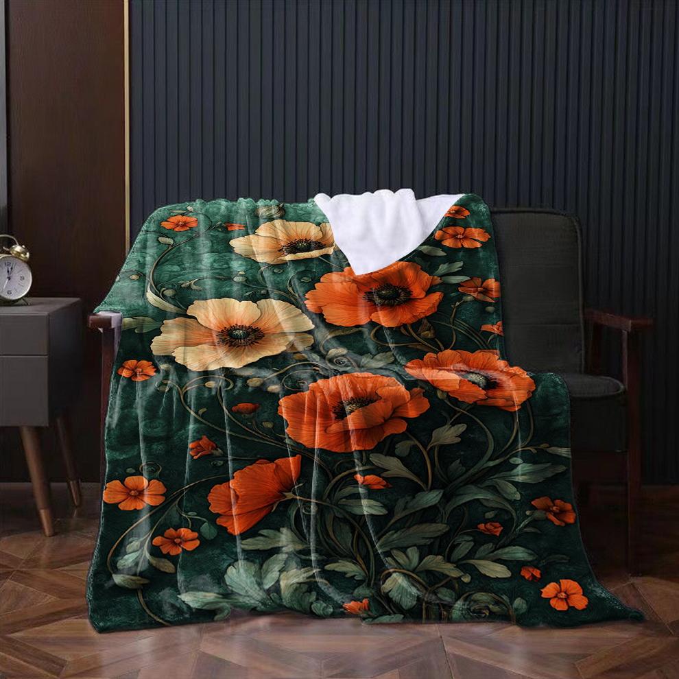 1 Stück Überwurf mit Aufdruck Wildblumenmuster Schöne Blumen Flanell Decke für Couch Bett Sofa Warme Decken Perfekte Festival Geschenke