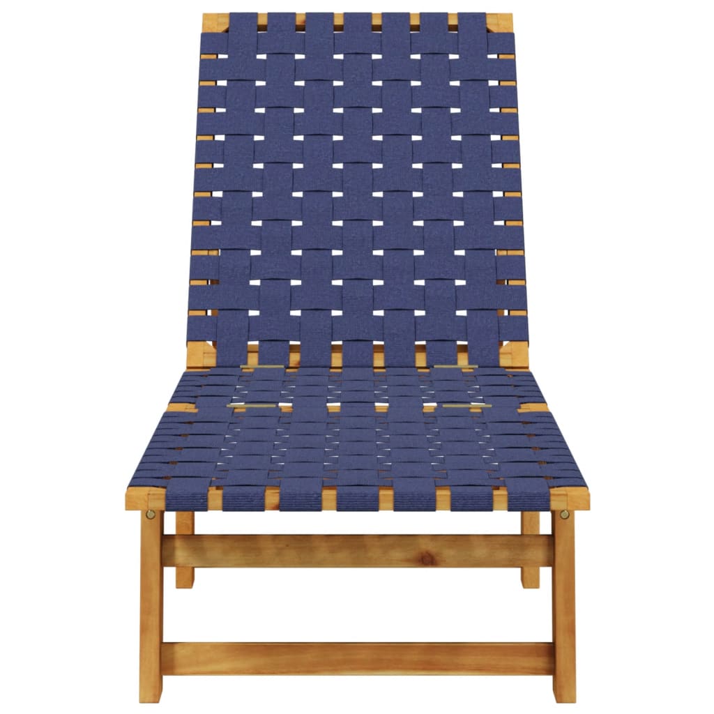 2 Piece Sun Lounger Set Dark Blue Solid Acacia Wood and Fabric