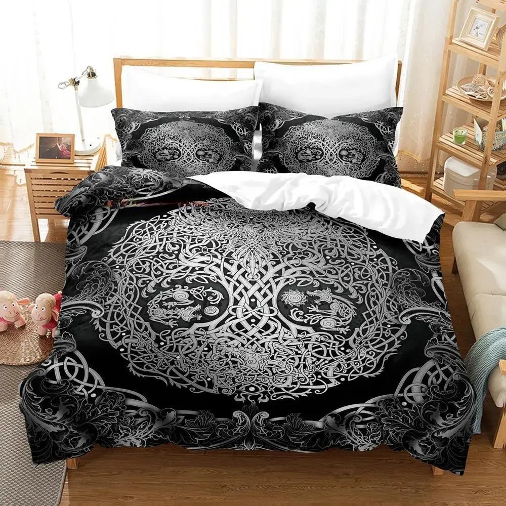 Nytt Yggdrasil Träd Runor sängkläder Set Enkelt Twin Fullt Queen King Size Sängset Vuxen Barn Sovrum Påslakan Set Anime Säng Nytt