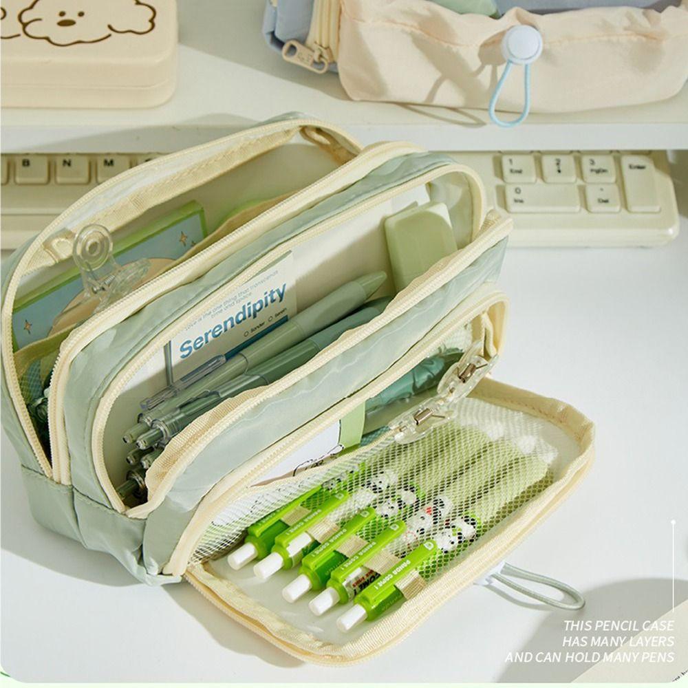 Zipper Pen Bag Five-Layer Pen Storage Bag Multifunctional Pencil Box Student