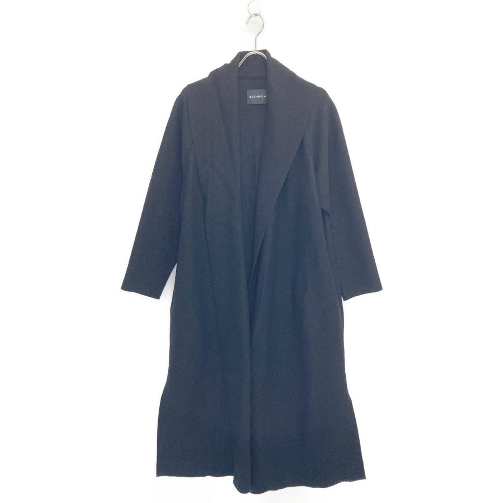 BLENHEIM U238-017 Black shawl collar long light coat coat XS blackUsed