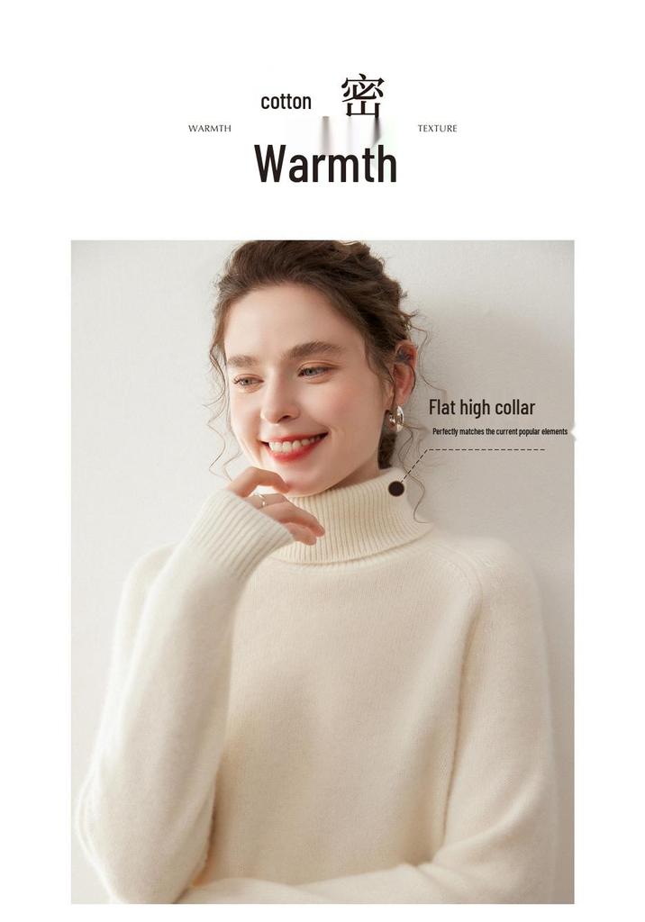 Women's Thickened Cashmere High-Neck Sweater - Autumn/Winter Knitted Loose Base Layer for a Cozy, Relaxed Style