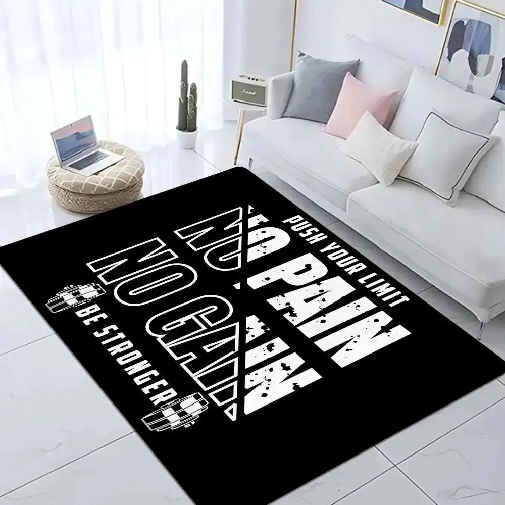 No Pain No Gain Print Carpet GYM Floor Mat Bathroom Anti slip Doormat Absorb Water Long Strip Kitchen Cushion Home Welcome Rugs