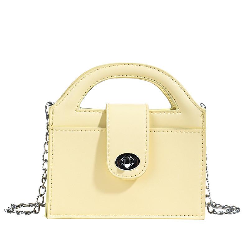 Pu Lightweight Leather Mini Square Bag With Chain School And Casual Occasions