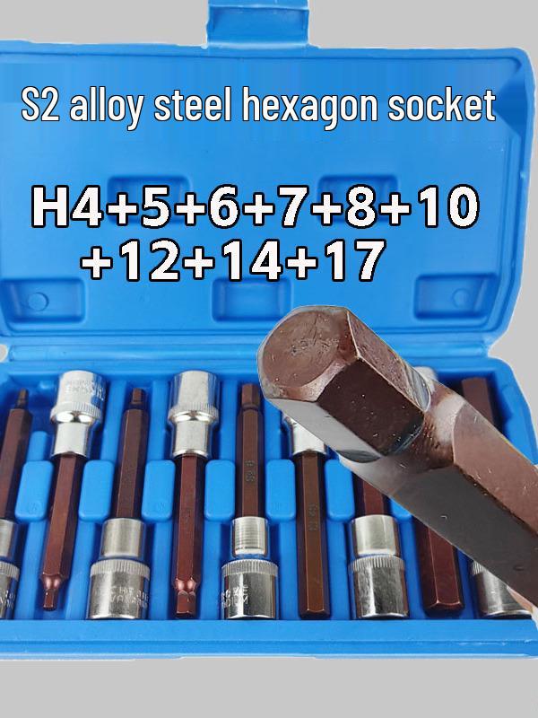 Hex Socket S2 Extended 1/2 Electric Screwdriver Bit and Wrench Set