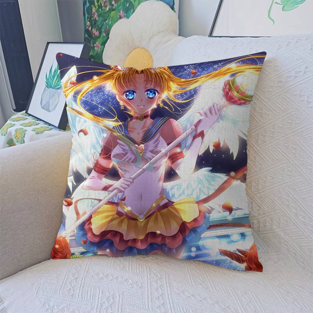 S-Sailor M-Moon Girl Anime Pillow Gift Home Office Decoration Pillow Bedroom Sofa Car Cushion Coverpillow Case