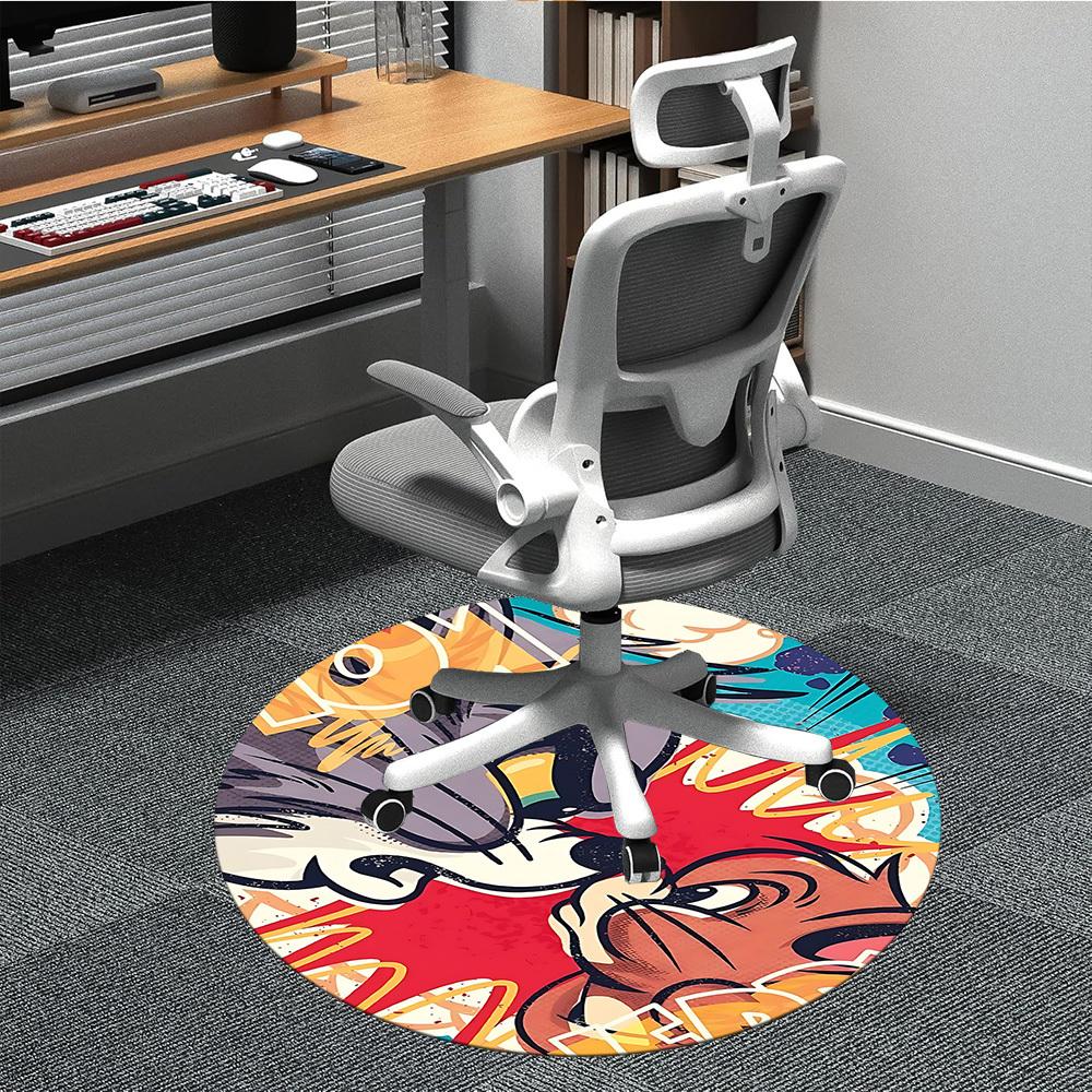 

1pc Tom Jerry Office Round Area Rug, Under Office Chairs Bedroom Living Room Home Decor, Room Deco, Available in Various Sizes 80cm
