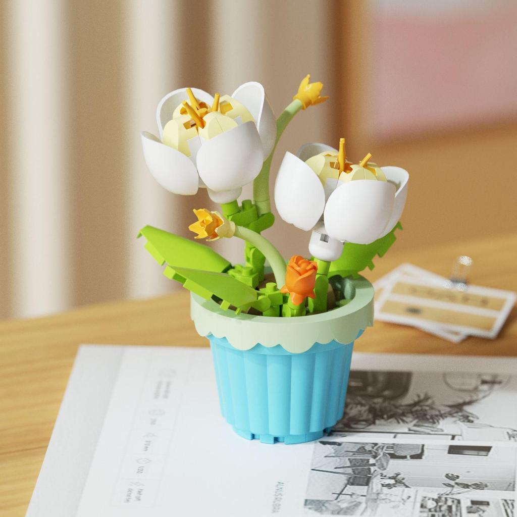 Immortal Flower Succulent Building Blocks - Creative Model for Desktop Decor