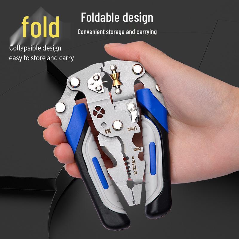 Foldable Multi-Function Electrician Wire Strippers: Stripping, Splitting, Cutting, Looping, Skinning, Crimping.