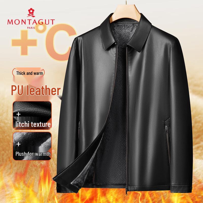 MONTAGUT Men s Winter Business Faux Leather Jacket 52