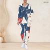 Women Plus Size V Neck Long Sleeve Scrub Set Colorful Rainbow Gradient Heart Print Nurse Uniform Set