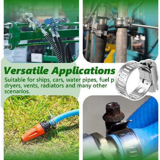 50 Pcs Stainless Steel Hose Clamps 3/8 Inch To 5/8 Inch (10-16mm) 304 Stainless Steel Worm Gear Metal Hose Clamps for Pipe, Intercooler, Plumbing,