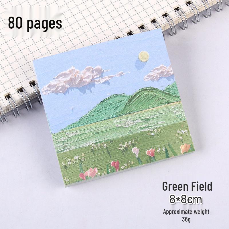 High-Value Ins-Style Oil Painting Sticky Notes, Attachable Message Cards for University/High School, Cute Sticky Notes