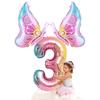 32inch Gradient Number Balloon with Butterfly Wings Foil Balloons 0-9 Fairy Theme Girl Birthday Party Decor Baby Shower Supplies