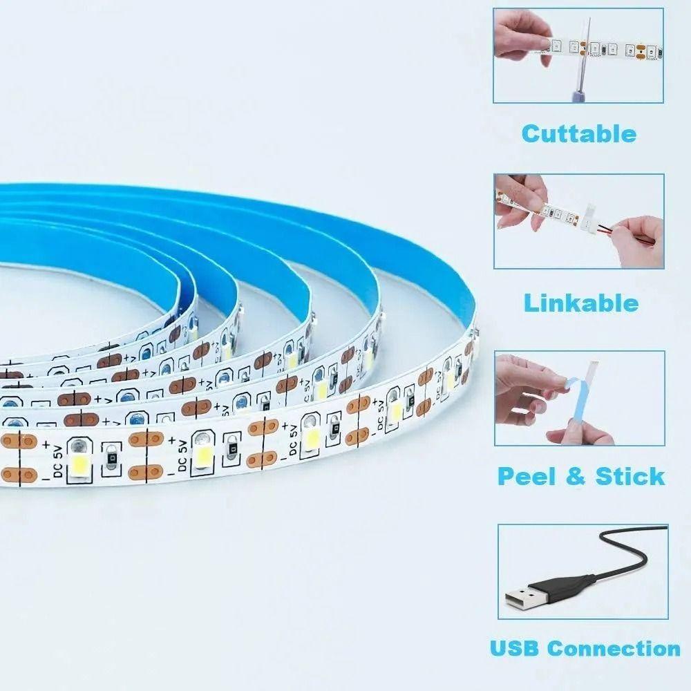 1Pcs Waterproof DC 5V LED String Light White Warm White 1-5m USB Strip Lamp Home Decor Lighting Tape SMD 2835 LED TV Background