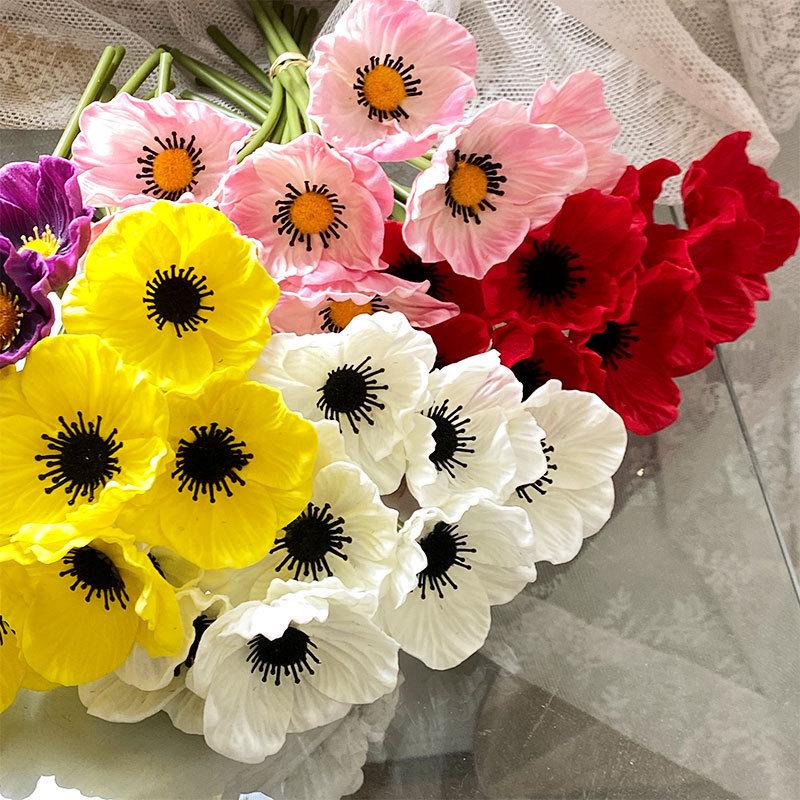 Oriental Poppy Simulation, PU Mini Fake Flower Arrangement for Decor and Photography