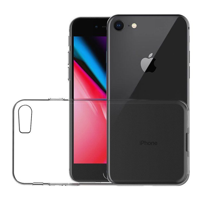Coque et tour de cou pour iPhone 7 / 8- TPU Souple Transparent Cordon Noir réglable Phonillico®