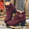 Große Größe Frühling und Herbst neue britische Stil dicke Ferse hohe Ferse Martin Stiefel Nieten Gürtelschnalle und Knöchel Kurzstiefel