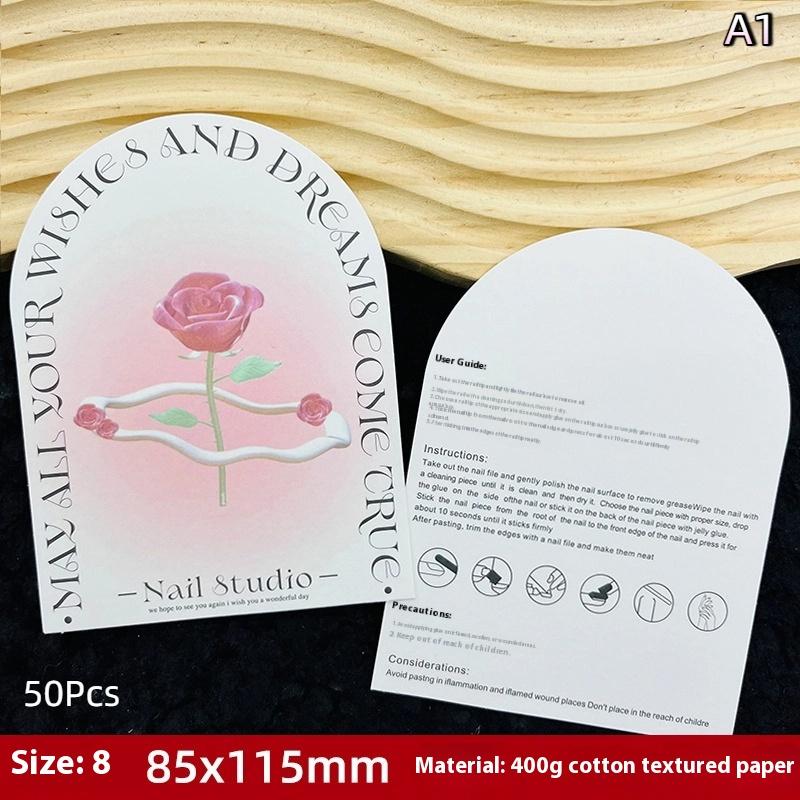 50Pcs Press On Nail Bottom Cardboard Cards Nail Art Display Board Manicure Package Card Photo Props Card False Nail Tips